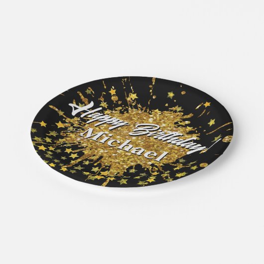 Assiettes En Carton Parties scintillant brillant or amusant graffiti p (Angle)