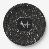 Assiettes En Carton Parties scintillant brillante noire et blanche Mon (Devant)