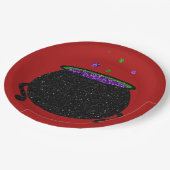 Assiettes En Carton Parties scintillant Cauldron Halloween (Angle)