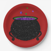 Assiettes En Carton Parties scintillant Cauldron Halloween (Devant)