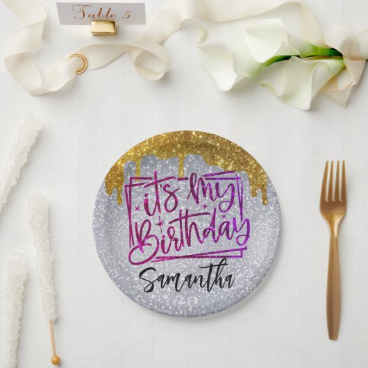 Assiettes En Carton Parties scintillant C'est mon anniversaire 18e | 2 (Mariage)