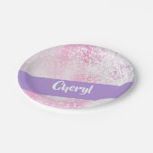 Assiettes En Carton Parties scintillant claire violette, rose et blanc (Angle)