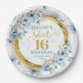 Assiettes En Carton Parties scintillant classique en Sweet sixteen ble (Devant)