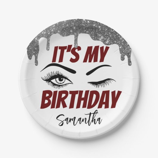 Assiettes En Carton Parties scintillant Cute Anniversaire 18e | 21e | (Devant)