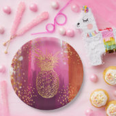 Assiettes En Carton Parties scintillant d'ananas rose (Fête)