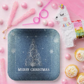 Assiettes En Carton Parties scintillant d'arbre de Noël et flocons de  (Fête)