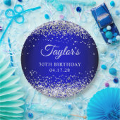 Assiettes En Carton Parties scintillant d'argent Black Blue Ombre 30e  (Fête)