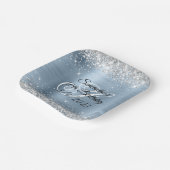 Assiettes En Carton Parties scintillant d'argent bleu clair huile 40e  (Angulaire)