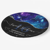 Assiettes En Carton Parties scintillant d'argent bleu et violet Galaxy (Angle)