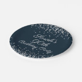 Assiettes En Carton Parties scintillant d'argent bleu marine 90e fête  (Angle)