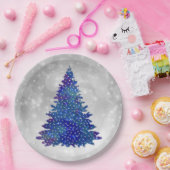 Assiettes En Carton Parties scintillant d'argent bleu tendance Noël (Fête)
