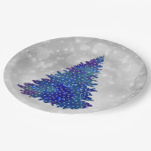 Assiettes En Carton Parties scintillant d'argent bleu tendance Noël (Angle)