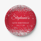 Assiettes En Carton Parties scintillant d'argent et 30e anniversaire r (Devant)