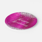 Assiettes En Carton Parties scintillant d'argent Hot rose Poil Joyeux (Angle)