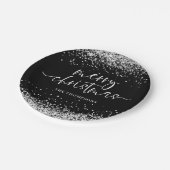 Assiettes En Carton Parties scintillant d'argent Joyeux Noël fête Noir (Angle)