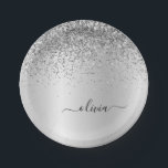 Assiettes En Carton Parties scintillant d'argent Monogramme métallique<br><div class="desc">Faux d'argent Parties scintillant d'étincelle métallique broyée Monogramme de métal brossé Nom et Plaques de partie initiale. Cela rend le cadeau parfait pour 16 ans,  mariage,  douche nuptiale,  anniversaire,  baby shower ou bachelorette pour quelqu'un qui aime le luxe glam et les styles chic.</div>