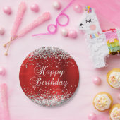 Assiettes En Carton Parties scintillant d'argent Rouge huile Joyeux an (Fête)