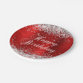 Assiettes En Carton Parties scintillant d'argent Rouge huile Joyeux an (Angle)