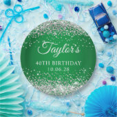 Assiettes En Carton Parties scintillant d'argent Vert 40e anniversaire (Fête)