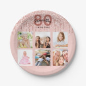 Assiettes En Carton parties scintillant de 80e anniversaire rose or go (Devant)