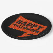 Assiettes En Carton Parties scintillant de bulle vocale Joyeux Hallowe (Angle)