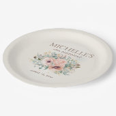 Assiettes En Carton Parties scintillant de feuillage rose 40e annivers (Angle)