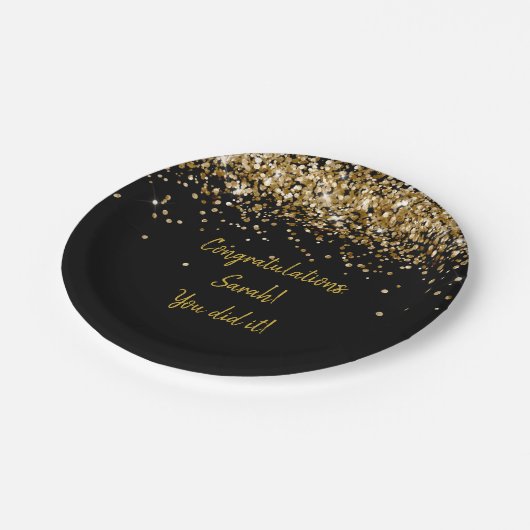 Assiettes En Carton Parties scintillant de la partie de graduation Bla (Angle)