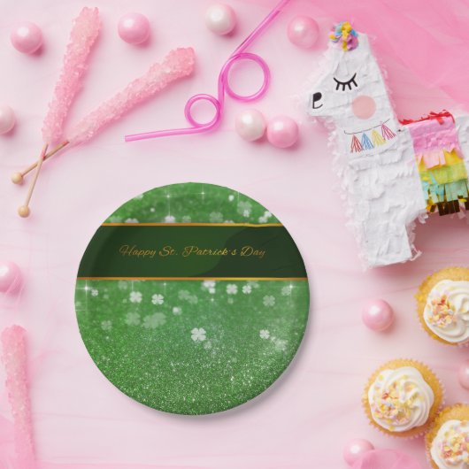 Assiettes En Carton Parties scintillant de la Saint Patrick Shamrock (Fête)