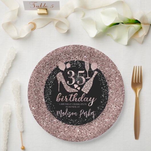 Assiettes En Carton Parties scintillant de luxe personnalisée 35e anni (Mariage)