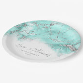 Assiettes En Carton Parties scintillant de marbre Mariage Turquoise Si (Angle)