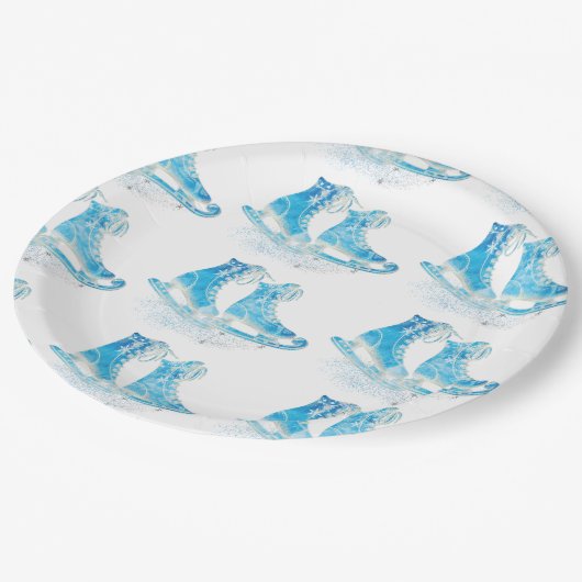 Assiettes En Carton Parties scintillant de patinage sur glace (Angle)