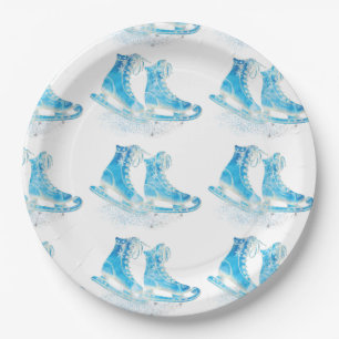 Assiettes En Carton Parties scintillant de patinage sur glace