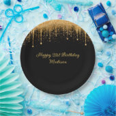 Assiettes En Carton Parties scintillant de séchage d'or noir personnal (Fête)