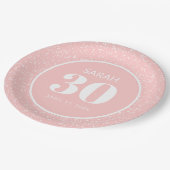 Assiettes En Carton Parties scintillant de Stardust blanche rose 30e f (Angle)