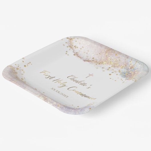 Assiettes En Carton parties scintillant d'éclaboussure d'aquarelle Pre (Angulaire)