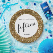 Assiettes En Carton Parties scintillant d'or 15e anniversaire (Fête)