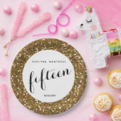 Assiettes En Carton Parties scintillant d'or 15e anniversaire (Fête)