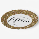 Assiettes En Carton Parties scintillant d'or 15e anniversaire (Angle)