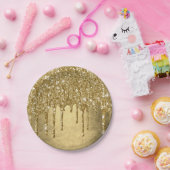 Assiettes En Carton Parties scintillant d'or à couler | Épersion métal (Fête)