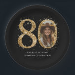 Assiettes En Carton Parties scintillant d'or adulte 80e anniversaire P<br><div class="desc">80th Birthday Gold Parties scintillant modèle de la fête photo. Disponible en téléchargement numérique imprimable. Téléchargement personnalisé,  personnalisé et modifiable</div>