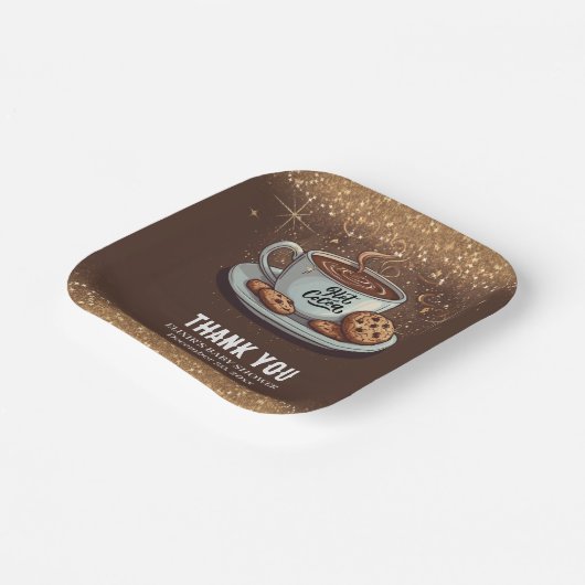 Assiettes En Carton Parties scintillant d'or Baby shower d'hiver Choco (Angulaire)