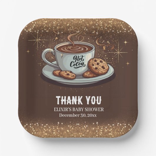 Assiettes En Carton Parties scintillant d'or Baby shower d'hiver Choco (Recto)