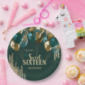 Assiettes En Carton Parties scintillant d'or Ballons Green Sweet 16 (Fête)