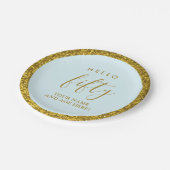 Assiettes En Carton Parties scintillant d'or Cinquantième anniversaire (Angle)