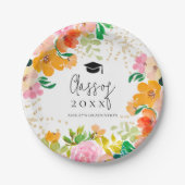 Assiettes En Carton Parties scintillant d'or classe botanique florale  (Devant)