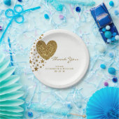Assiettes En Carton Parties scintillant d'or Coeur et étoiles Mariage (Fête)