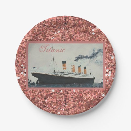 Assiettes En Carton Parties scintillant d'or des Roses Titanic Glam (Devant)