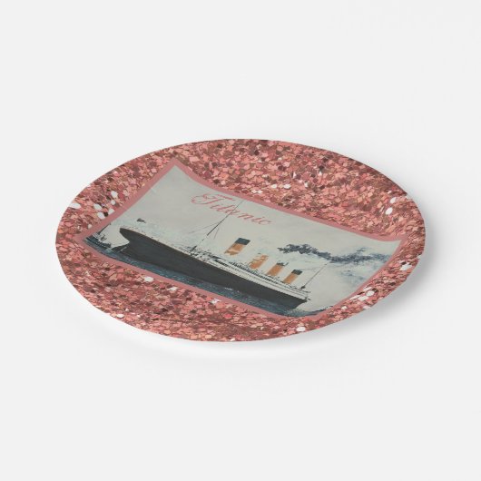 Assiettes En Carton Parties scintillant d'or des Roses Titanic Glam (Angle)