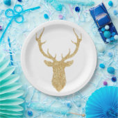 Assiettes En Carton Parties scintillant d'or Faux Cerf de Noël (Fête)