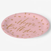 Assiettes En Carton Parties scintillant d'or Joyeux anniversaire (Angle)